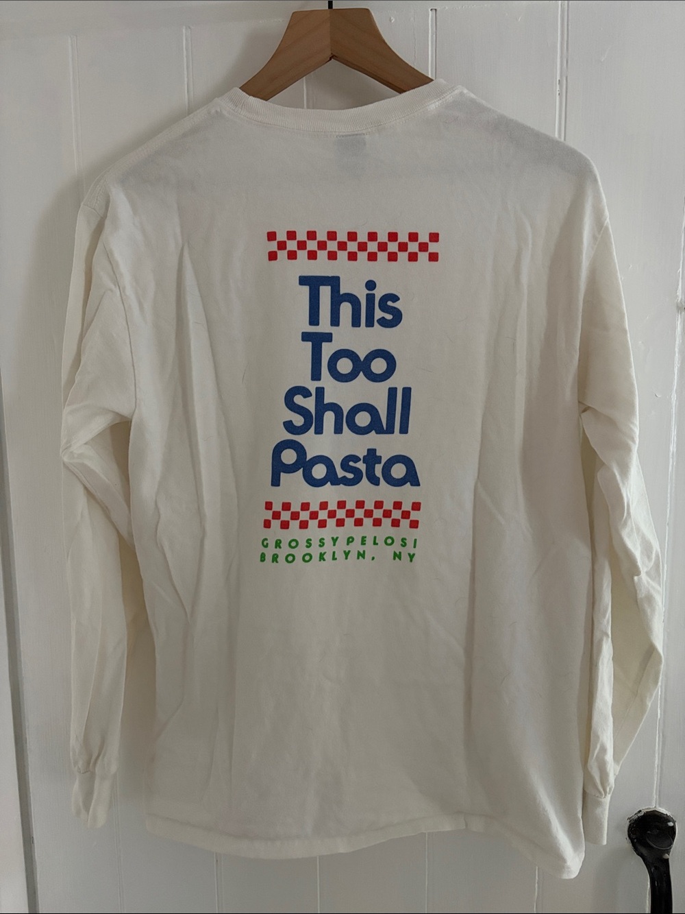 Grossy Pelosi ‘this too shall pasta’ long sleeve tee